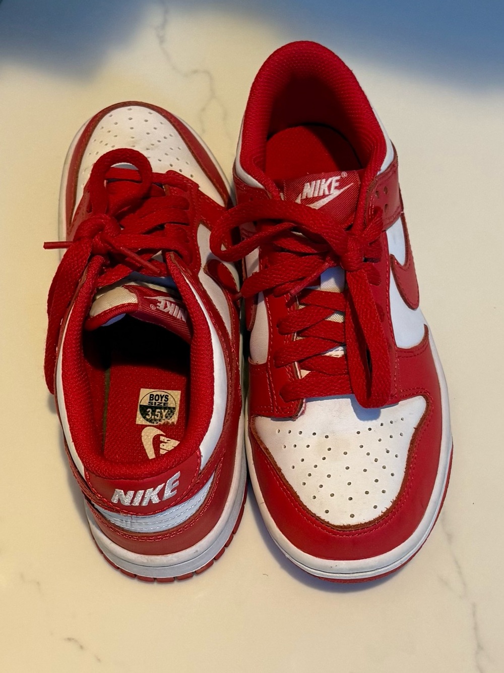 Nike Kids Red and White Low-Top Sneakers - Boys
